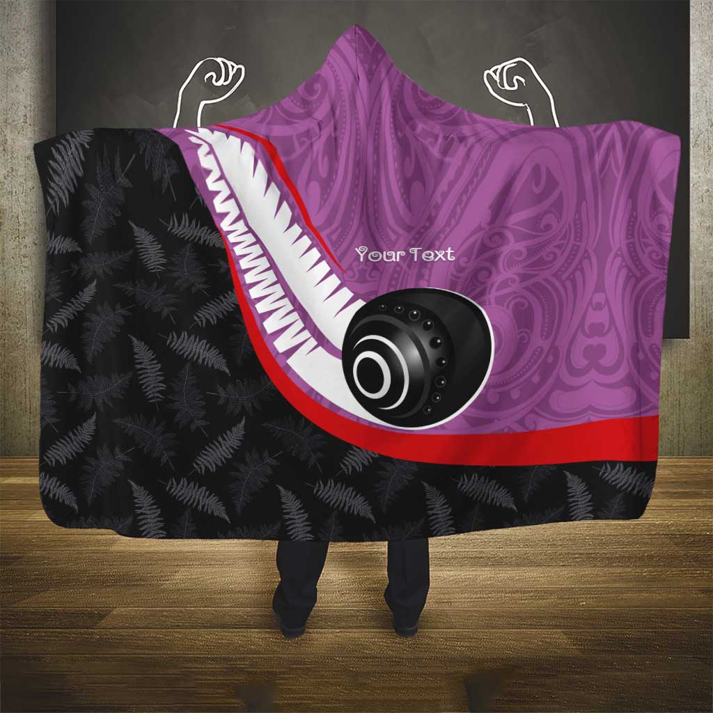 Personalised Aotearoa Lawn Bowls Hooded Blanket Maori and Silver Fern Sporty Style Pink Color - Aussie Hoodie