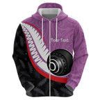 Personalised Aotearoa Lawn Bowls Hoodie Maori and Silver Fern Sporty Style Pink Color - Aussie Hoodie