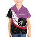 Personalised Aotearoa Lawn Bowls Kid Hawaiian Shirt Maori and Silver Fern Sporty Style Pink Color - Aussie Hoodie