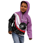 Personalised Aotearoa Lawn Bowls Kid Hoodie Maori and Silver Fern Sporty Style Pink Color - Aussie Hoodie