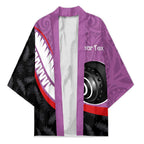 Personalised Aotearoa Lawn Bowls Kimono Maori and Silver Fern Sporty Style Pink Color - Aussie Hoodie