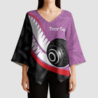 Personalised Aotearoa Lawn Bowls Kimono Sleeve Blouse Maori and Silver Fern Sporty Style Pink Color - Aussie Hoodie