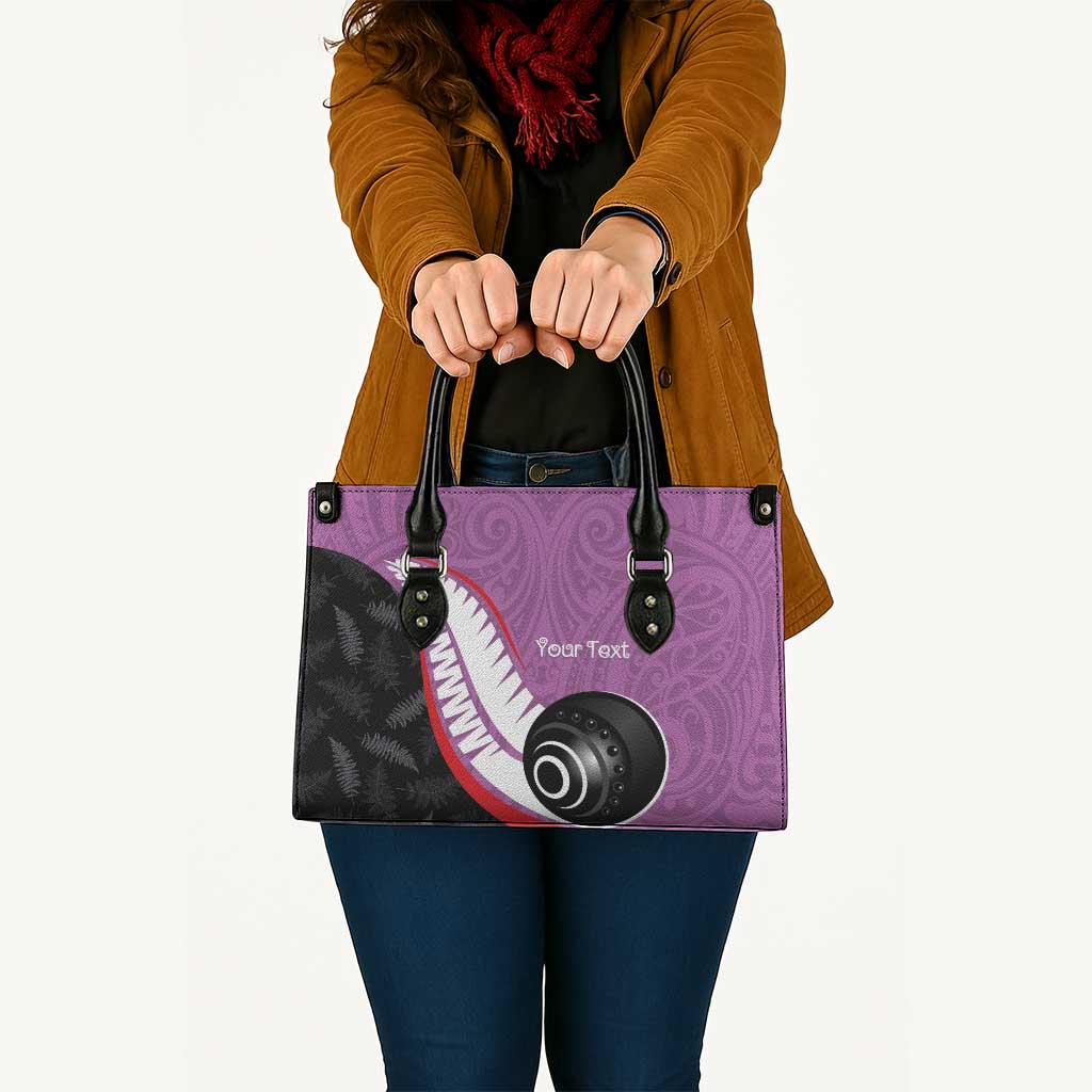 Personalised Aotearoa Lawn Bowls Leather Bag Maori and Silver Fern Sporty Style Pink Color - Aussie Hoodie