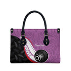 Personalised Aotearoa Lawn Bowls Leather Bag Maori and Silver Fern Sporty Style Pink Color - Aussie Hoodie