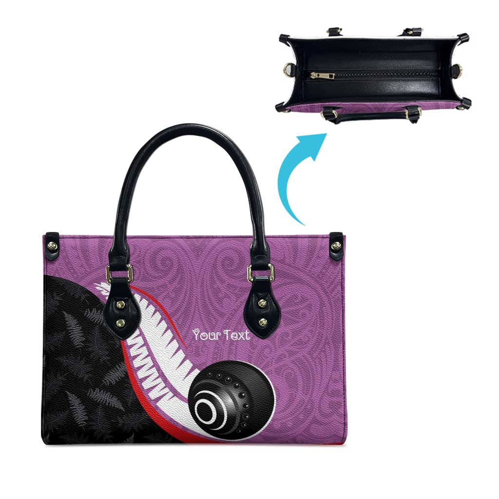 Personalised Aotearoa Lawn Bowls Leather Bag Maori and Silver Fern Sporty Style Pink Color - Aussie Hoodie