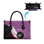 Personalised Aotearoa Lawn Bowls Leather Bag Maori and Silver Fern Sporty Style Pink Color - Aussie Hoodie