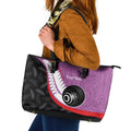 Personalised Aotearoa Lawn Bowls Leather Tote Bag Maori and Silver Fern Sporty Style Pink Color - Aussie Hoodie