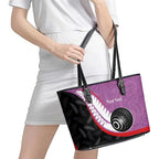 Personalised Aotearoa Lawn Bowls Leather Tote Bag Maori and Silver Fern Sporty Style Pink Color - Aussie Hoodie