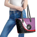 Personalised Aotearoa Lawn Bowls Leather Tote Bag Maori and Silver Fern Sporty Style Pink Color - Aussie Hoodie