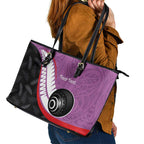 Personalised Aotearoa Lawn Bowls Leather Tote Bag Maori and Silver Fern Sporty Style Pink Color - Aussie Hoodie