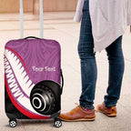 Personalised Aotearoa Lawn Bowls Luggage Cover Maori and Silver Fern Sporty Style Pink Color - Aussie Hoodie
