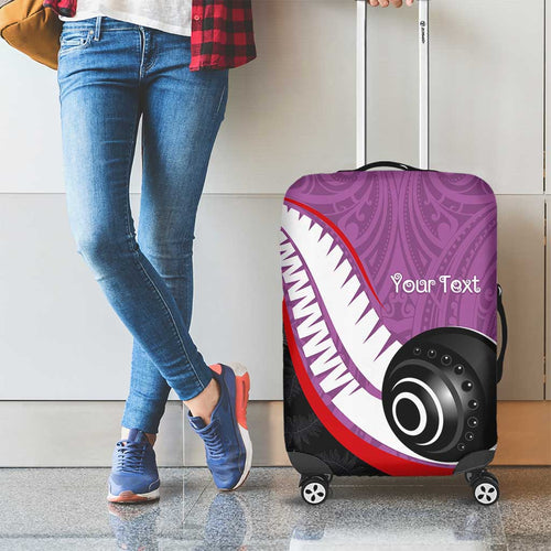 Personalised Aotearoa Lawn Bowls Luggage Cover Maori and Silver Fern Sporty Style Pink Color - Aussie Hoodie