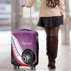 Personalised Aotearoa Lawn Bowls Luggage Cover Maori and Silver Fern Sporty Style Pink Color - Aussie Hoodie