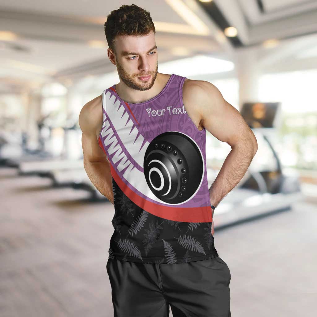 Personalised Aotearoa Lawn Bowls Men Tank Top Maori and Silver Fern Sporty Style Pink Color - Aussie Hoodie