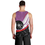 Personalised Aotearoa Lawn Bowls Men Tank Top Maori and Silver Fern Sporty Style Pink Color - Aussie Hoodie