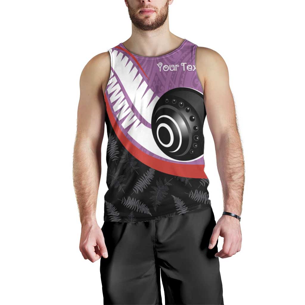 Personalised Aotearoa Lawn Bowls Men Tank Top Maori and Silver Fern Sporty Style Pink Color - Aussie Hoodie