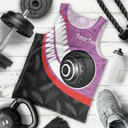 Personalised Aotearoa Lawn Bowls Men Tank Top Maori and Silver Fern Sporty Style Pink Color - Aussie Hoodie