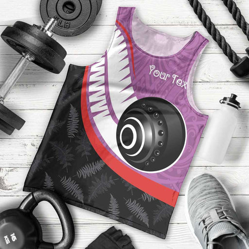 Personalised Aotearoa Lawn Bowls Men Tank Top Maori and Silver Fern Sporty Style Pink Color - Aussie Hoodie