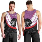 Personalised Aotearoa Lawn Bowls Men Tank Top Maori and Silver Fern Sporty Style Pink Color - Aussie Hoodie