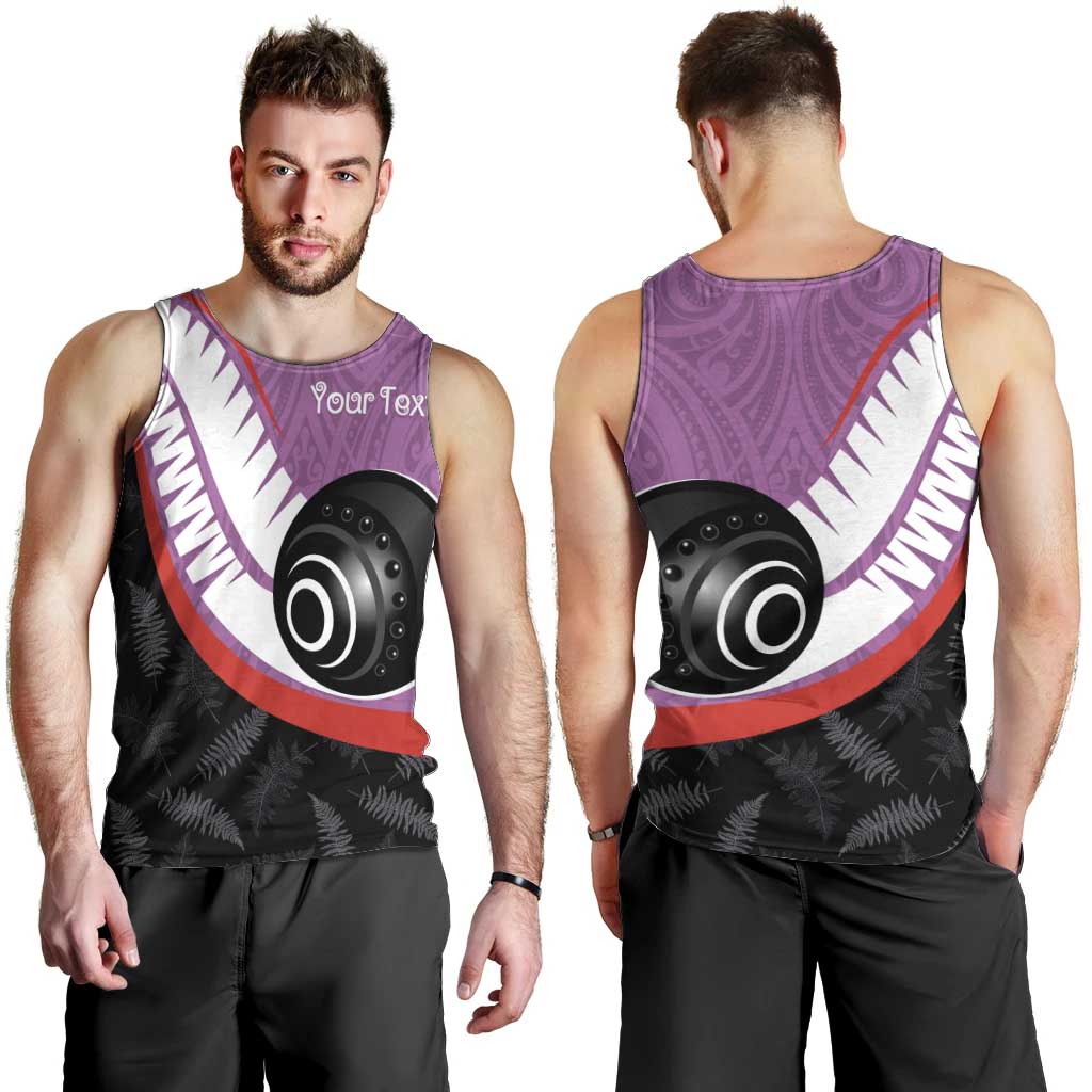 Personalised Aotearoa Lawn Bowls Men Tank Top Maori and Silver Fern Sporty Style Pink Color - Aussie Hoodie