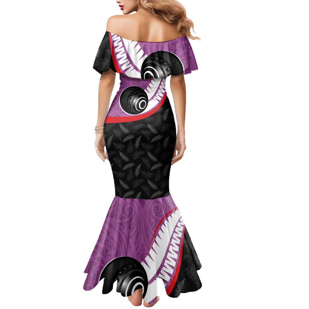 Personalised Aotearoa Lawn Bowls Mermaid Dress Maori and Silver Fern Sporty Style Pink Color - Aussie Hoodie