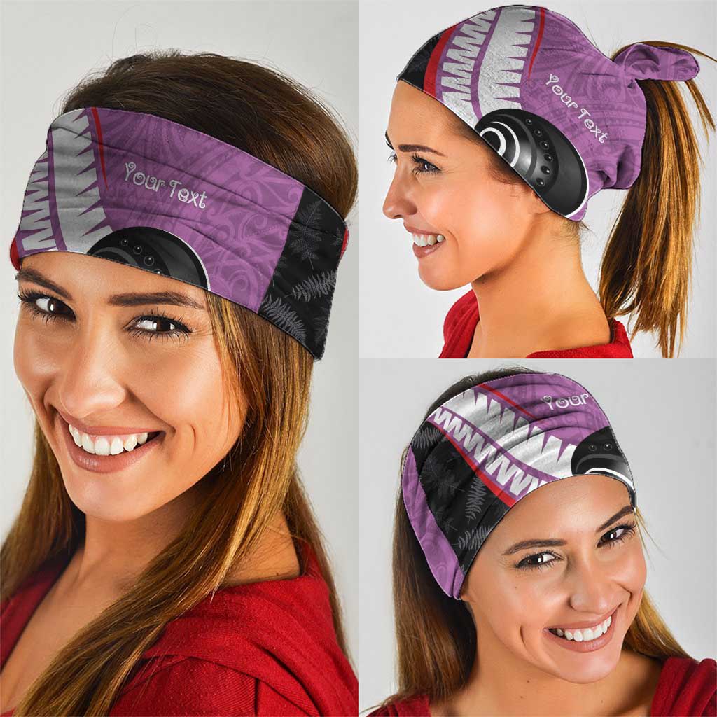 Personalised Aotearoa Lawn Bowls Neck Gaiter Maori and Silver Fern Sporty Style Pink Color - Aussie Hoodie