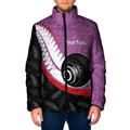 Personalised Aotearoa Lawn Bowls Padded Jacket Maori and Silver Fern Sporty Style Pink Color - Aussie Hoodie