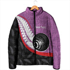 Personalised Aotearoa Lawn Bowls Padded Jacket Maori and Silver Fern Sporty Style Pink Color - Aussie Hoodie