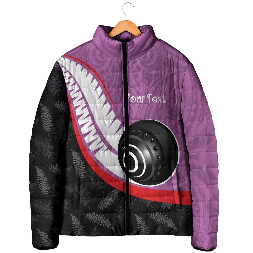 Personalised Aotearoa Lawn Bowls Padded Jacket Maori and Silver Fern Sporty Style Pink Color - Aussie Hoodie