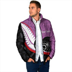 Personalised Aotearoa Lawn Bowls Padded Jacket Maori and Silver Fern Sporty Style Pink Color - Aussie Hoodie