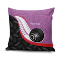 Personalised Aotearoa Lawn Bowls Pillow Cover Maori and Silver Fern Sporty Style Pink Color - Aussie Hoodie