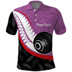 Personalised Aotearoa Lawn Bowls Polo Shirt Maori and Silver Fern Sporty Style Pink Color - Aussie Hoodie