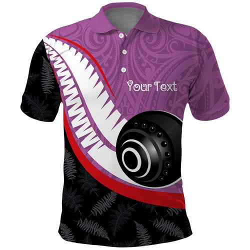 Personalised Aotearoa Lawn Bowls Polo Shirt Maori and Silver Fern Sporty Style Pink Color - Aussie Hoodie