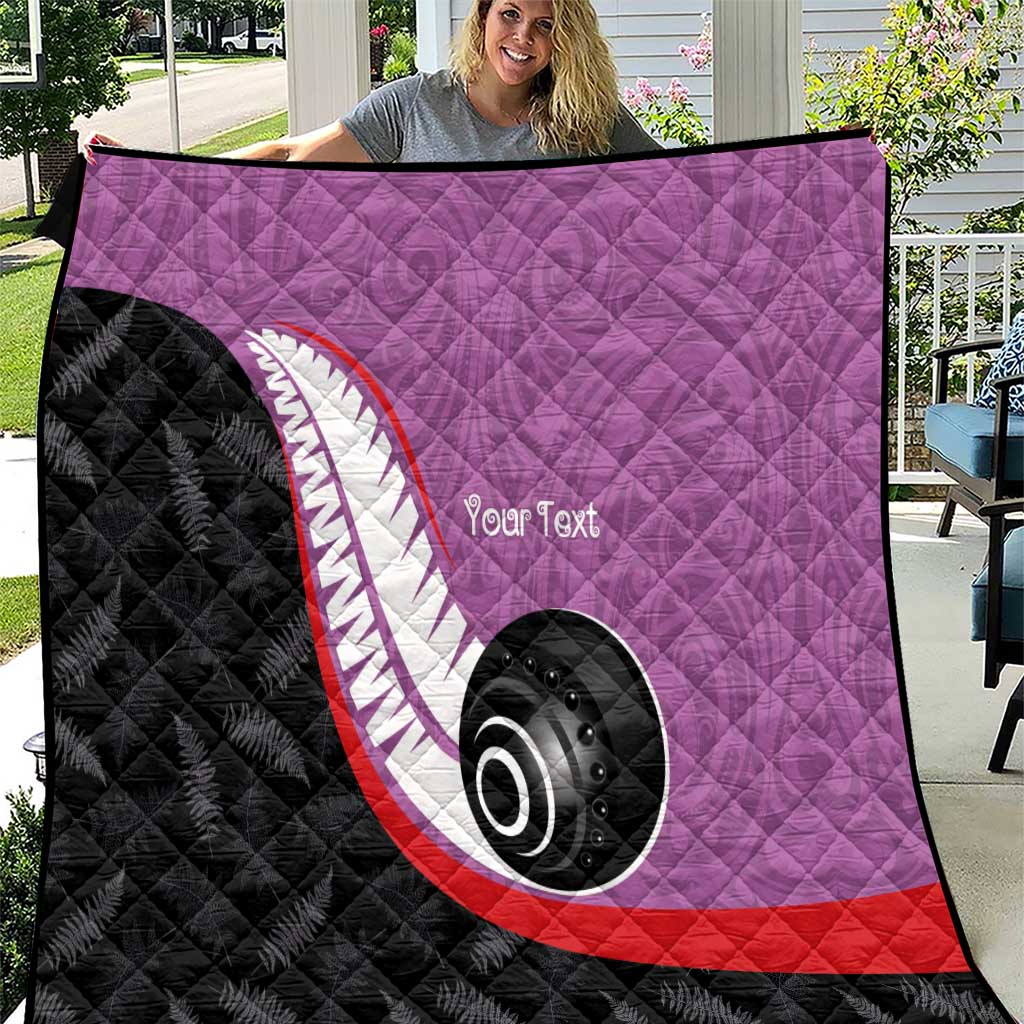 Personalised Aotearoa Lawn Bowls Quilt Maori and Silver Fern Sporty Style Pink Color - Aussie Hoodie