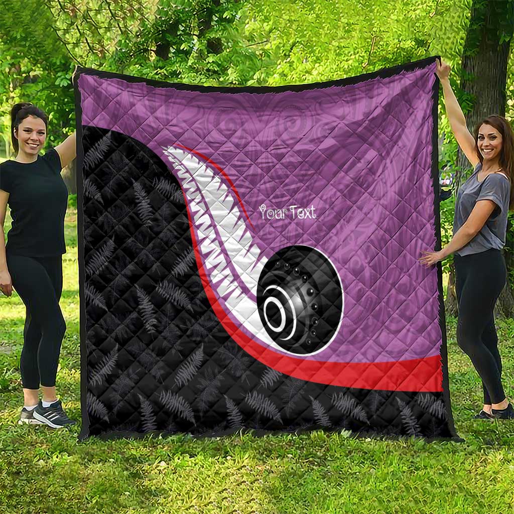 Personalised Aotearoa Lawn Bowls Quilt Maori and Silver Fern Sporty Style Pink Color - Aussie Hoodie