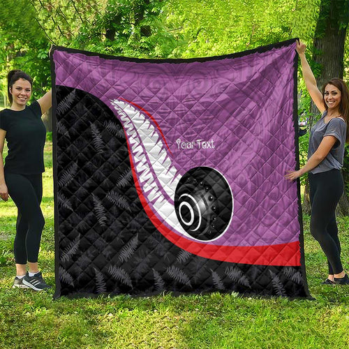 Personalised Aotearoa Lawn Bowls Quilt Maori and Silver Fern Sporty Style Pink Color - Aussie Hoodie