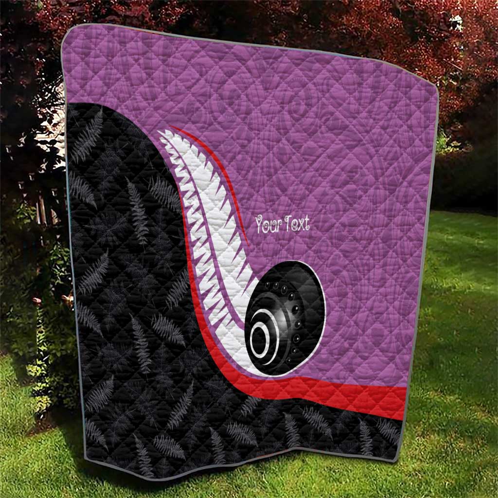 Personalised Aotearoa Lawn Bowls Quilt Maori and Silver Fern Sporty Style Pink Color - Aussie Hoodie