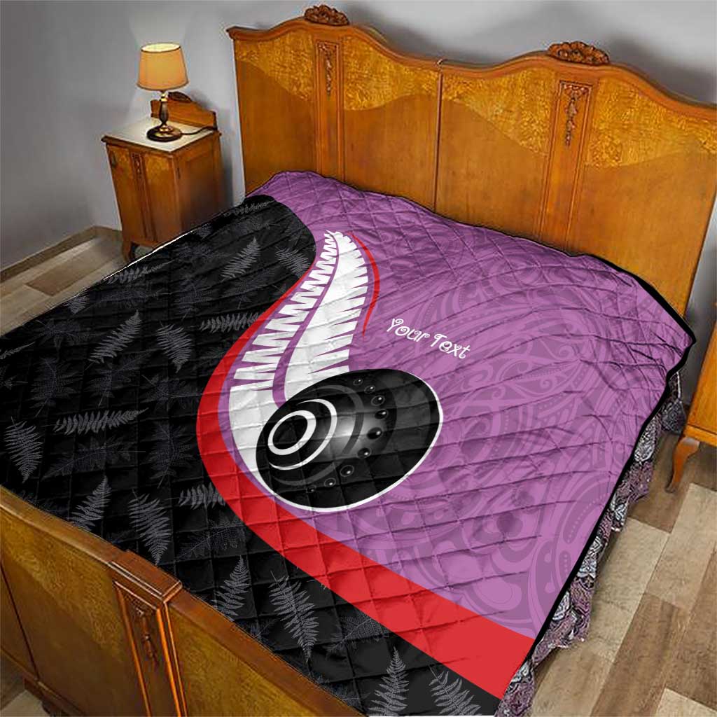 Personalised Aotearoa Lawn Bowls Quilt Maori and Silver Fern Sporty Style Pink Color - Aussie Hoodie