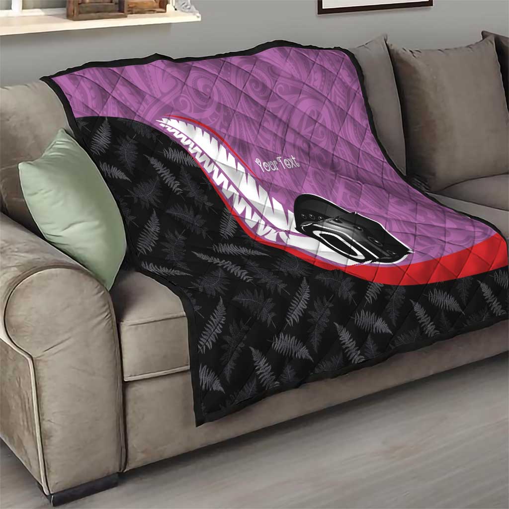 Personalised Aotearoa Lawn Bowls Quilt Maori and Silver Fern Sporty Style Pink Color - Aussie Hoodie