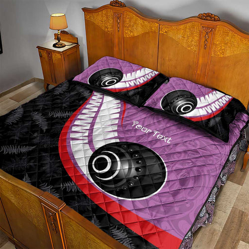 Personalised Aotearoa Lawn Bowls Quilt Bed Set Maori and Silver Fern Sporty Style Pink Color - Aussie Hoodie