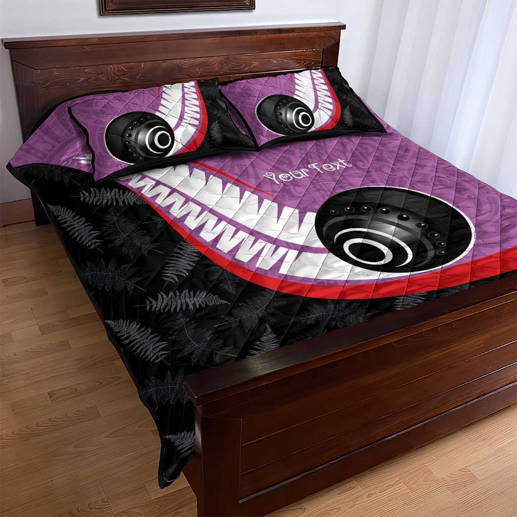 Personalised Aotearoa Lawn Bowls Quilt Bed Set Maori and Silver Fern Sporty Style Pink Color - Aussie Hoodie