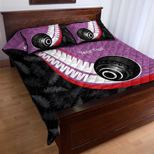 Personalised Aotearoa Lawn Bowls Quilt Bed Set Maori and Silver Fern Sporty Style Pink Color - Aussie Hoodie