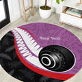Personalised Aotearoa Lawn Bowls Round Carpet Maori and Silver Fern Sporty Style Pink Color - Aussie Hoodie