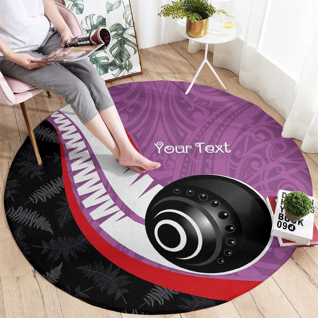Personalised Aotearoa Lawn Bowls Round Carpet Maori and Silver Fern Sporty Style Pink Color - Aussie Hoodie