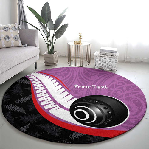 Personalised Aotearoa Lawn Bowls Round Carpet Maori and Silver Fern Sporty Style Pink Color - Aussie Hoodie