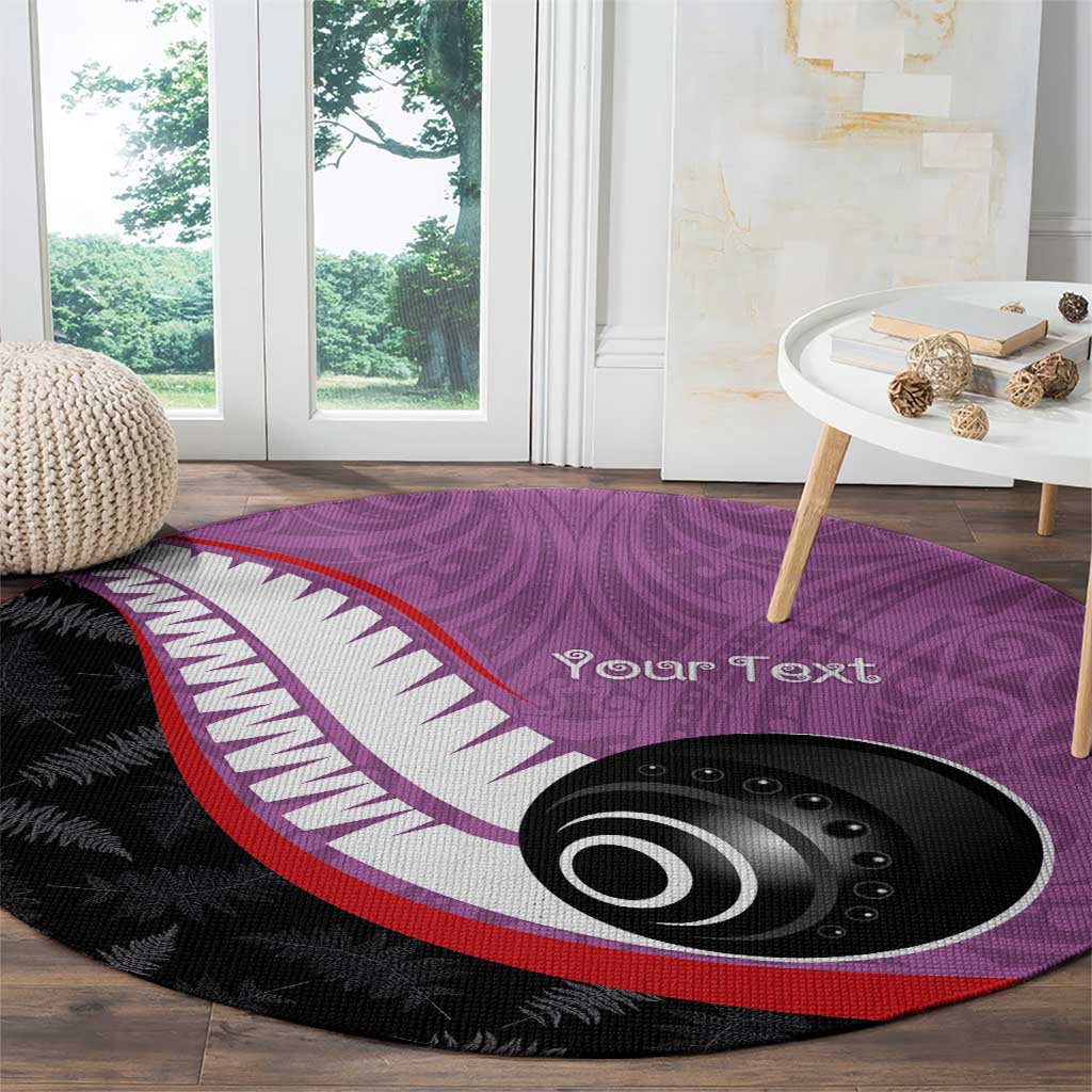Personalised Aotearoa Lawn Bowls Round Carpet Maori and Silver Fern Sporty Style Pink Color - Aussie Hoodie
