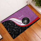 Personalised Aotearoa Lawn Bowls Rubber Doormat Maori and Silver Fern Sporty Style Pink Color - Aussie Hoodie