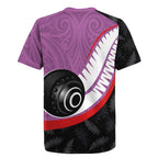Personalised Aotearoa Lawn Bowls Rugby Jersey Maori and Silver Fern Sporty Style Pink Color - Aussie Hoodie