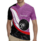 Personalised Aotearoa Lawn Bowls Rugby Jersey Maori and Silver Fern Sporty Style Pink Color - Aussie Hoodie