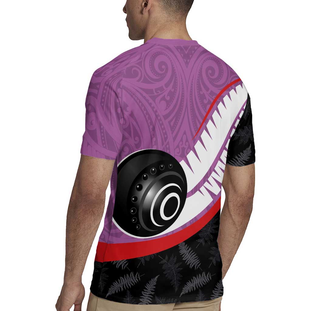 Personalised Aotearoa Lawn Bowls Rugby Jersey Maori and Silver Fern Sporty Style Pink Color - Aussie Hoodie